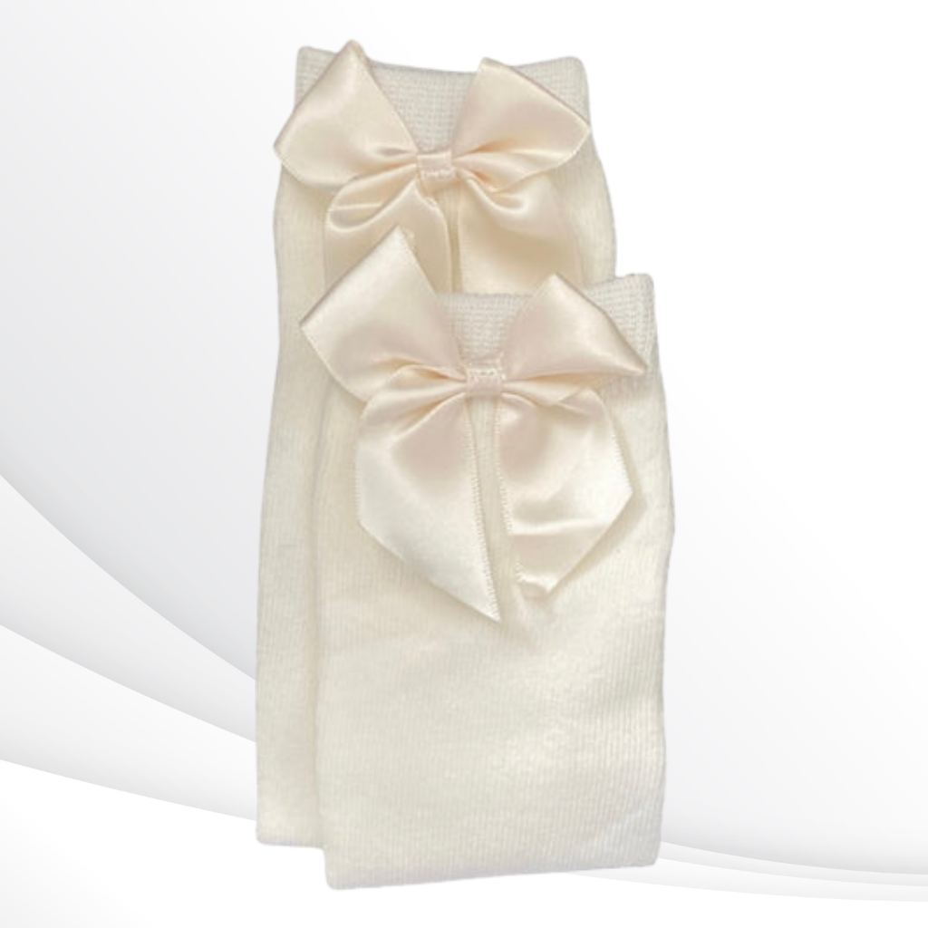 Mid High With Silk Bows- Silk Bow Mid High Socks for Toddlers and Kids