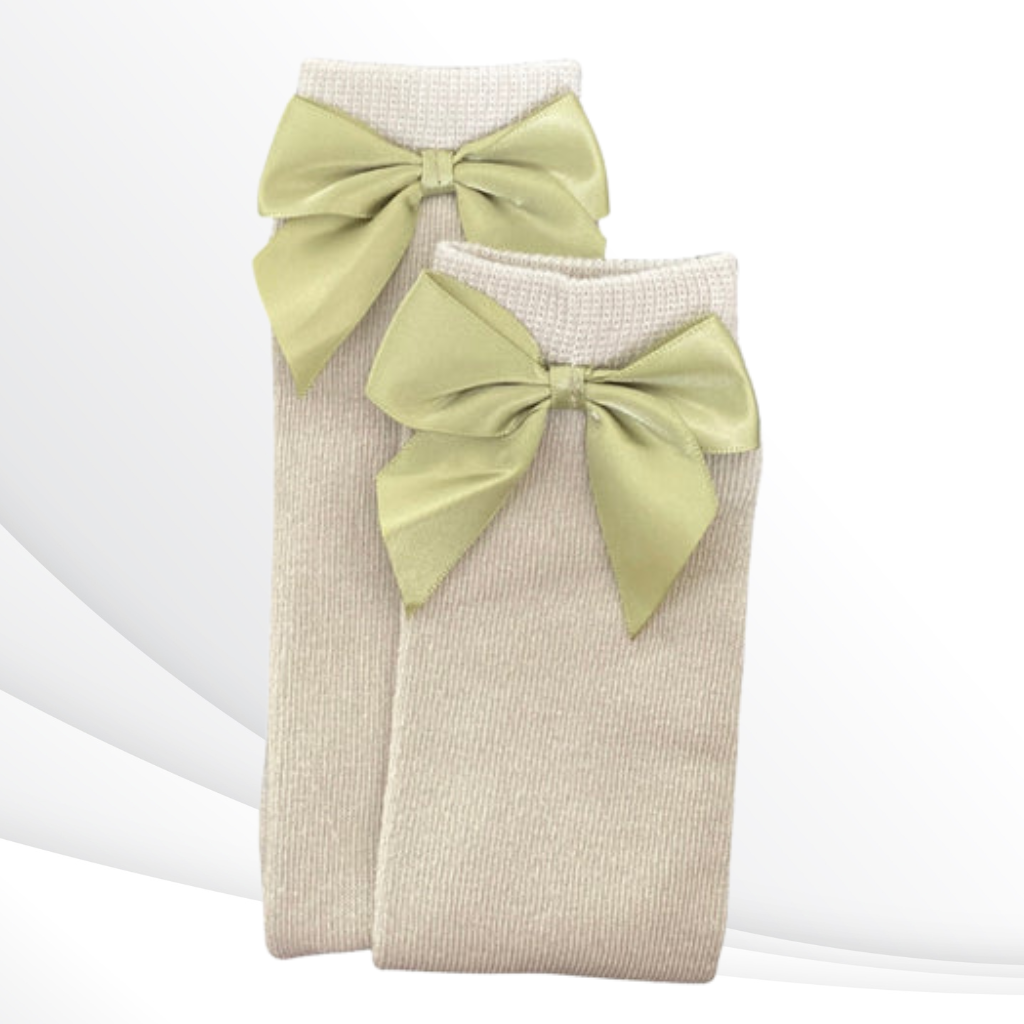 Mid High With Silk Bows- Silk Bow Mid High Socks for Toddlers and Kids