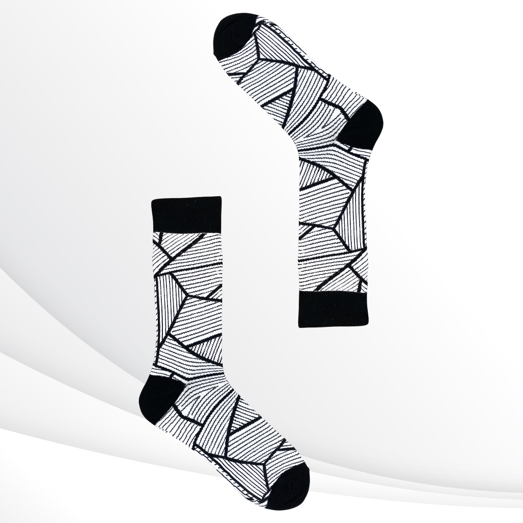 Lineage - Monochrome Line Mosaic Socks
