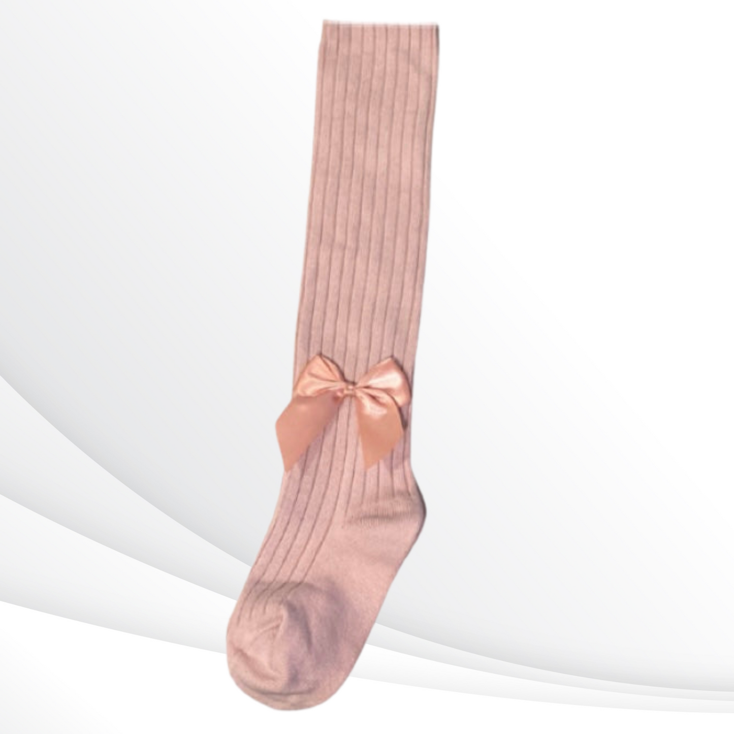 Kids Ribbed Silk Bow Stockings