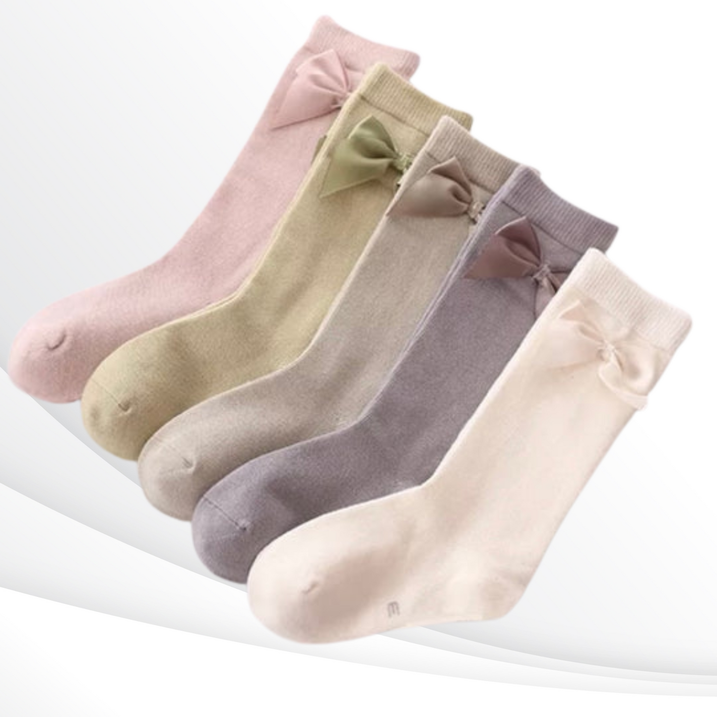 Mid High With Silk Bows- Silk Bow Mid High Socks for Toddlers and Kids