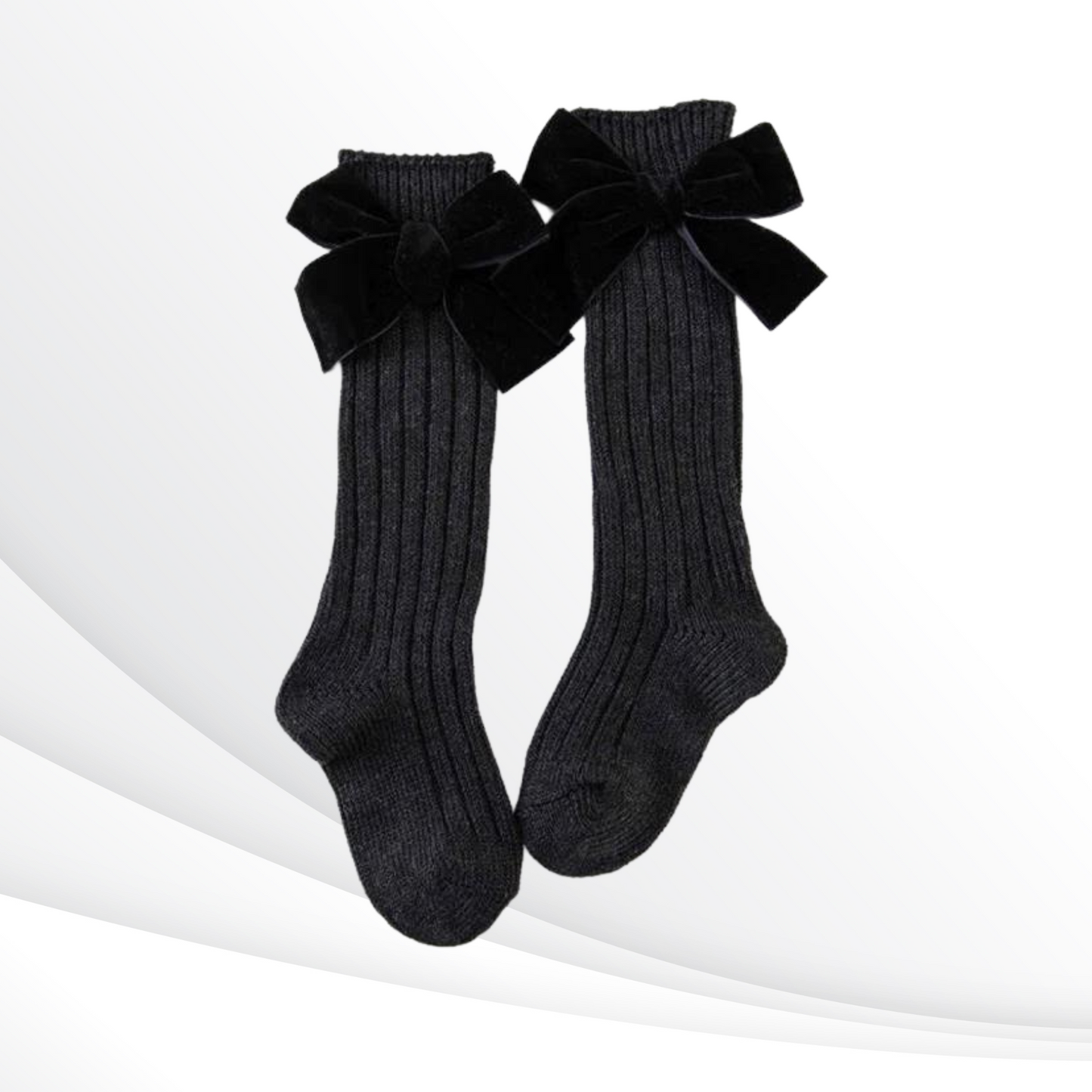 Velvety Dreams- Velvet Bow Knee-High Socks