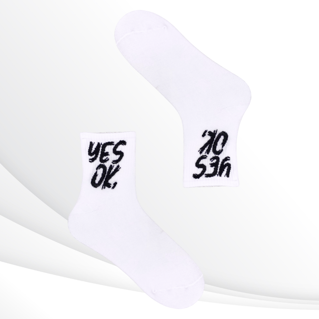 Yes Ok Print Crew Socks