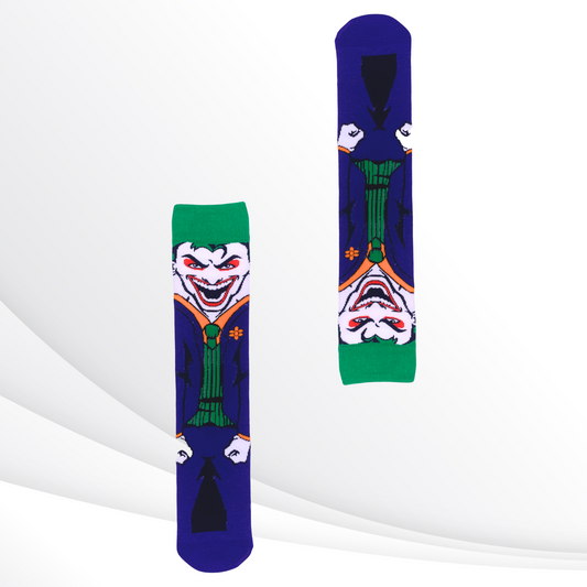 Joker's Laughter Halloween Calf Socks with Vibrant Colors and Joker-Inspired Design