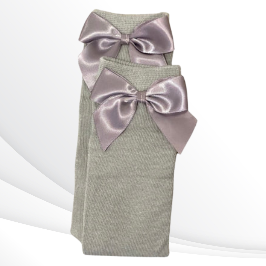 Mid High With Silk Bows- Silk Bow Mid High Socks for Toddlers and Kids