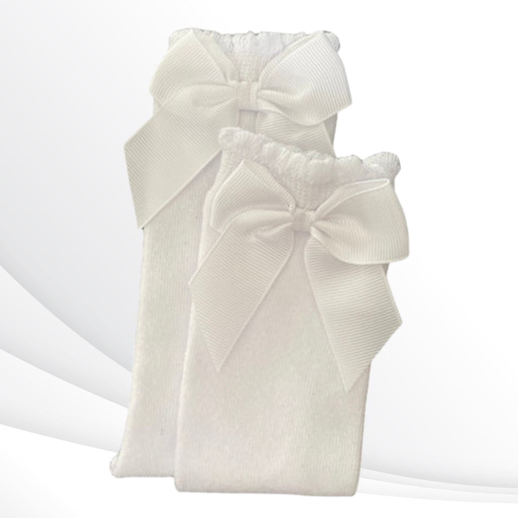 Mid High With Silk Bows- Silk Bow Mid High Socks for Toddlers and Kids