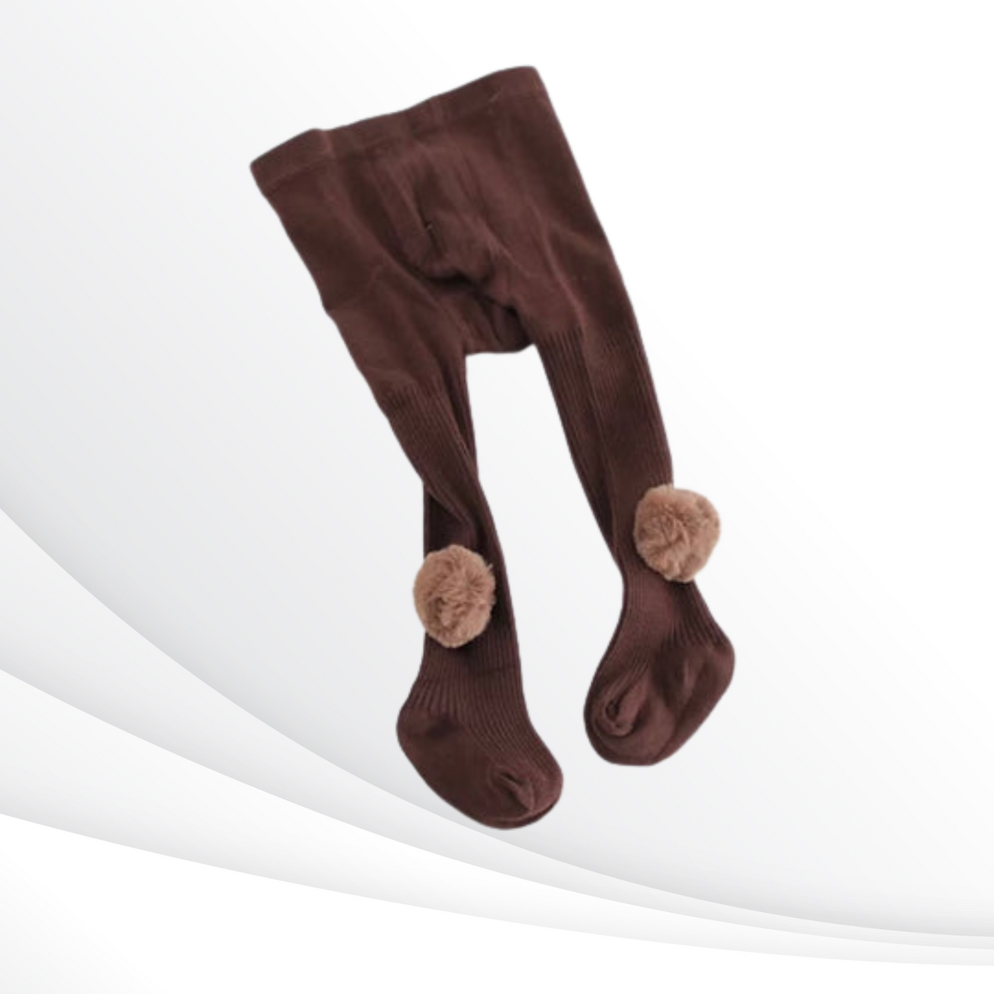 Kids Ribbed Pom Pom Stockings - Cozy Cotton Pom Pom Tights for Kids